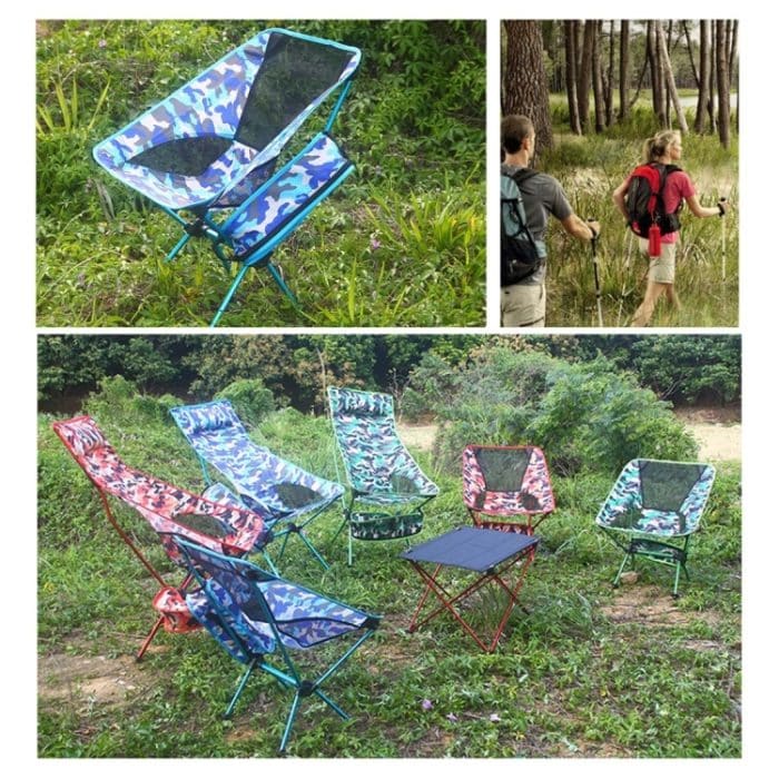 Outdoor Camouflage Tragbare Klapp Camping Stuhl Licht Angeln Strand Stuhl Luftfahrt Aluminium Legierung Rückenlehne Liege, Backrest Chair(blue), Backrest Chair(green), Backrest Chair(orange) – Bild 8