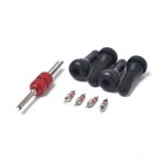 Snap-in Short Black Rubber Valve Stem (TR413) 4er-Pack mit Ventilkernschlüssel für schlauchlose 11,5-mm-Felgenlöcher mit 0,453 Zoll bei Standard-Fahrzeugreifen