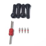 Snap-in Short Black Rubber Valve Stem (TR414) 4er-Pack mit Ventilkernschlüssel für schlauchlose 11,5-mm-Felgenlöcher mit 0,453 Zoll bei Standard-Fahrzeugreifen