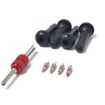Snap-in Short Black Rubber Valve Stem (TR414) 4er-Pack mit Ventilkernschlüssel für schlauchlose 11,5-mm-Felgenlöcher mit 0,453 Zoll bei Standard-Fahrzeugreifen – Bild 2