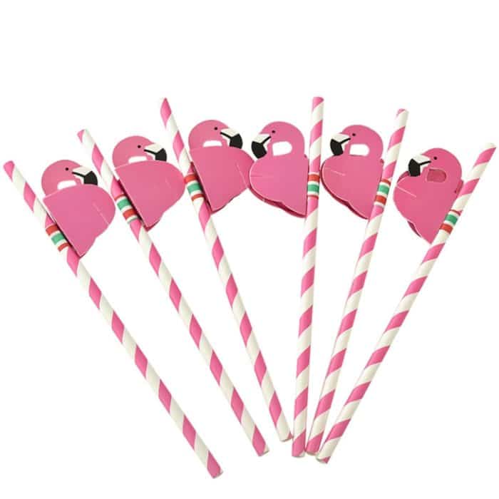 50 PCs 3D Flamingo Dschungel Papierstrohhörer Partydekorationen Cocktail -Strohhalm (rosa) – Bild 5