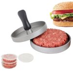 Haushaltslebensmittel Aluminiumlegierung Küche Antihaftbeschichtung Druck Fleisch Pastetchen Kuchen Hamburger Form mit 40 PCS seitigen Silikonpapieren