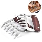 2 Stück Bärenklauen-förmige Edelstahl-Grillgabel, Huhn, geschredderter Holzgriff, rutschfest, kreative Küchengabel, Kralle, Fleischklauenspalter mit, Meat Claw Splitter(Redwood), Meat Claw Splitter(Wood color)