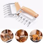 2 Stück Bärenklauen-förmige Edelstahl-Grillgabel, Huhn, geschredderter Holzgriff, rutschfest, kreative Küchengabel, Kralle, Fleischklauenspalter mit, Meat Claw Splitter(Redwood), Meat Claw Splitter(Wood color) – Bild 6