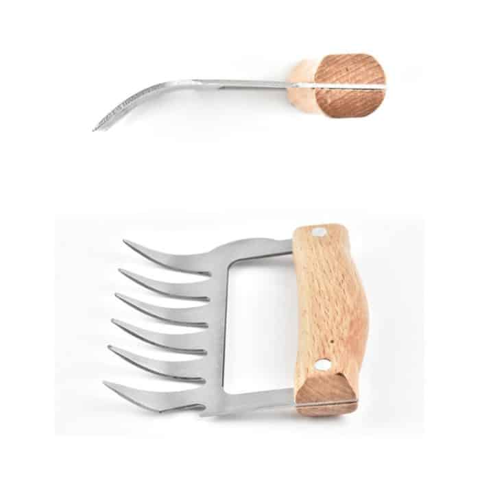 2 Stück Bärenklauen-förmige Edelstahl-Grillgabel, Huhn, geschredderter Holzgriff, rutschfest, kreative Küchengabel, Kralle, Fleischklauenspalter mit, Meat Claw Splitter(Redwood), Meat Claw Splitter(Wood color) – Bild 7