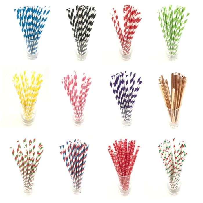 50 Stück abbaubare Farbe, umweltfreundlich, gestreift, Papierstrohhalm, Einweg-Kraftpapierstrohhalm, Kraft Paper Straw(Gold), Kraft Paper Straw(Star), Kraft Paper Straw(Red Blue), Kraft Paper Straw(Red Green) – Bild 3