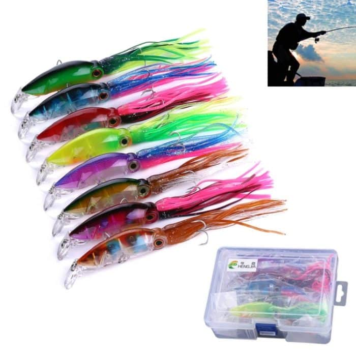 ZY6844253.jpg HENGJIA JIZ002 10 cm / 16,6 g 8 Stk. Big Octopus Squid-förmige Hartköder Long Shot-Angelköder Tackle Baits Fit Sea Fishing und Freshwater Fishing, Boxed – Bild 1