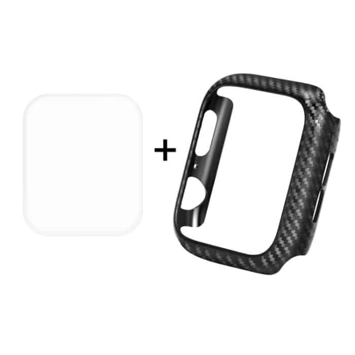 ENKAY Hat-Prince 2-in-1-Carbonfaser-Textur TPU Halbbeschichtete Schutzhülle + 3D-Vollbild-PET-HD-Displayschutzfolie für gebogene Wärme für Apple Watch-Serien 5 und 4 mit 40 mm – Bild 2