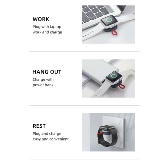 ROCK W26 Tragbares magnetisches kabelloses Ladegerät für Apple Watch, W26 USB Interface – Bild 5