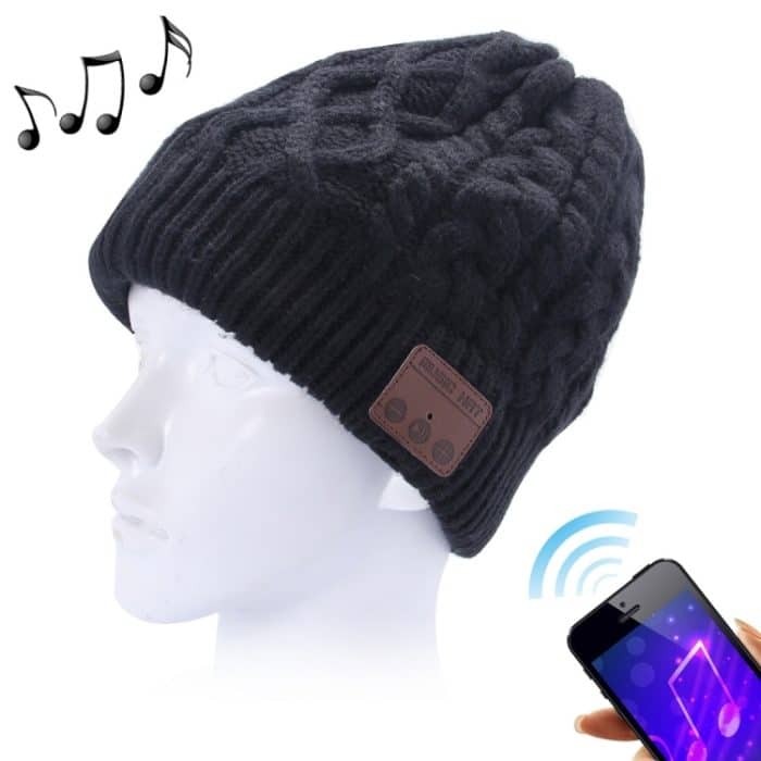Gewellte, strukturierte gestrickte Bluetooth-Headset-warme Wintermütze mit Mikrofon für Jungen, Mädchen und Erwachsene – Bild 1