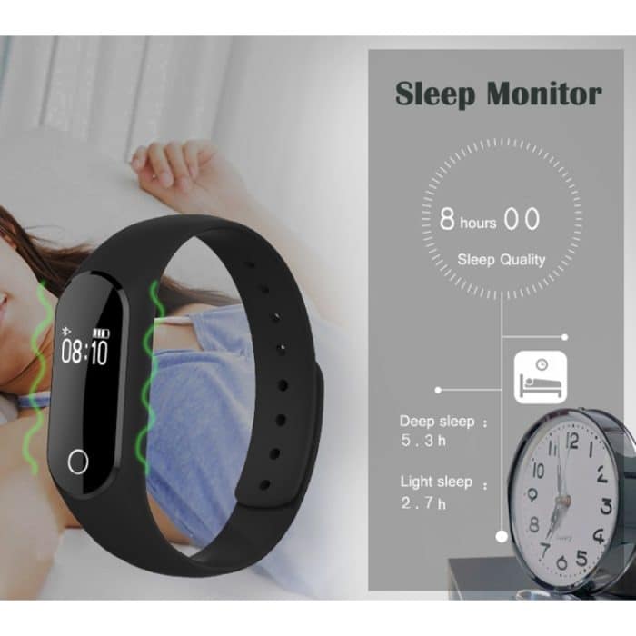 TLW25 Bluetooth-Smart-Armband mit 0,42-Zoll-OLED-Display, IP66 wasserdicht, unterstützt Herzfrequenzmesser/Schrittzähler/Anruferinnerung/Schlafmonitor/Sitzungserinnerung/Alarm/Fernerfassung, kompatibel mit Android- und iOS-Telefonen, 25 Black, 25 Blue – Bild 5