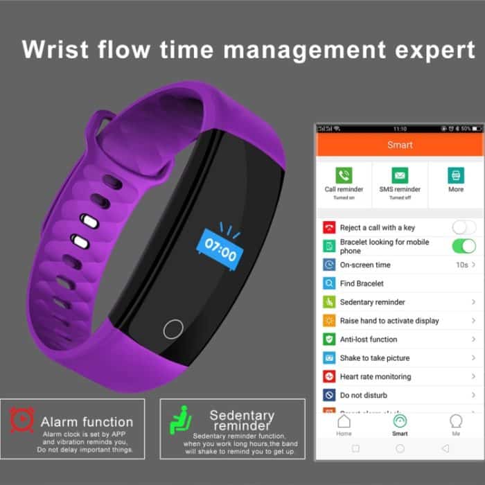 QS01 0,96 Zoll TFT-Farbbildschirm Smart-Armband IP67 wasserdicht, unterstützt Anruferinnerung/Herzfrequenzüberwachung/Schlafüberwachung/Blutdrucküberwachung/sitzende Erinnerung – Bild 13