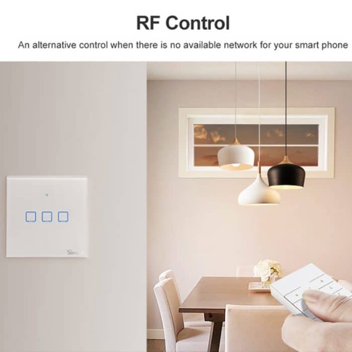 Sonoff T2 Touch 86 mm Wandschalter für gehärtete Glasscheiben Smart Home Light Touch-Schalter, kompatibel mit Alexa und Google Home, AC 100V-240V, EU-Stecker – Bild 9