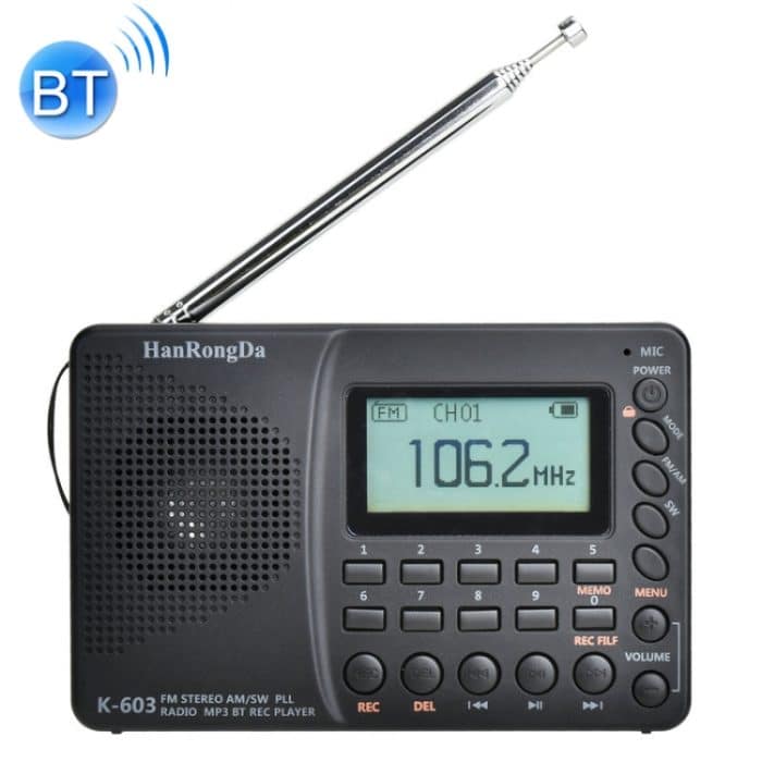 K-603 Tragbares FM / AM / SW-Vollband-Stereoradio, unterstützt BT- und TF-Karte – Bild 1