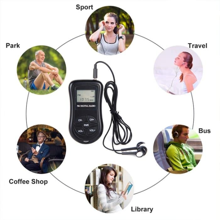 HRD-107 DSP-Digitalanzeige, tragbares Stereo-UKW-Radio mit Headset – Bild 7