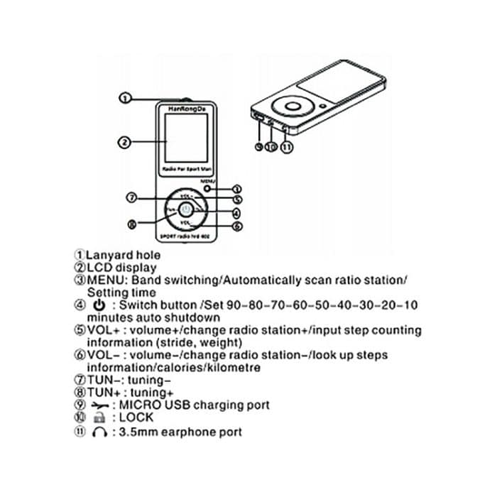HRD-602 Digitalanzeige FM AM Mini-Sportradio mit Schrittzählfunktion – Bild 8