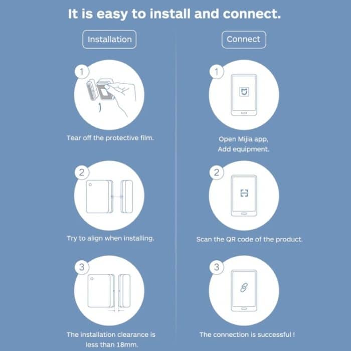 Original Xiaomi Intelligent Mini-Türfenstersensor für Xiaomi Smart Home Suite-Geräte mit dem Xiaomi Multifunctional Gateway Use (CA1001) (Weiß) – Bild 9