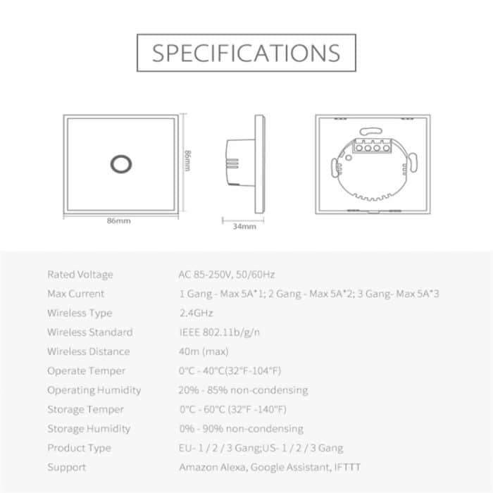 NEO NAS-SC01W Drahtloses WLAN EU Smart Light Control Switch 1Gang – Bild 14