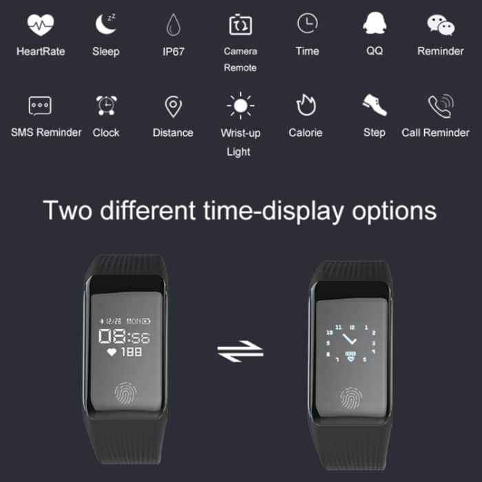 TLW B3 Fitness-Tracker, 0,66 Zoll OLED-Bildschirm, Smart-Armband, IP67 wasserdicht, unterstützt Sportmodus/kontinuierliche Herzfrequenzüberwachung/Schlafüberwachung/Informationserinnerung, B3 Black, B3 Blue, B3 Red – Bild 4