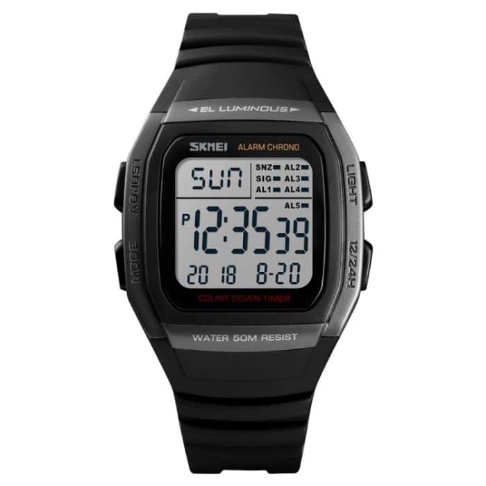 CA49001.jpg SKMEI 1278 Modische 50m wasserdichte Digitaluhr für den Außenbereich Studentensport Armbanduhr Unterstützung 5 Gruppenwecker (Titan) – Bild 1