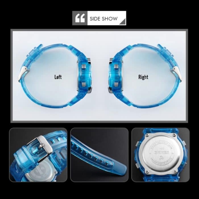 SKMEI 1450 Damen Transparente Digitaluhr 50 m wasserdichte Sportuhr mit LED-Licht – Bild 8