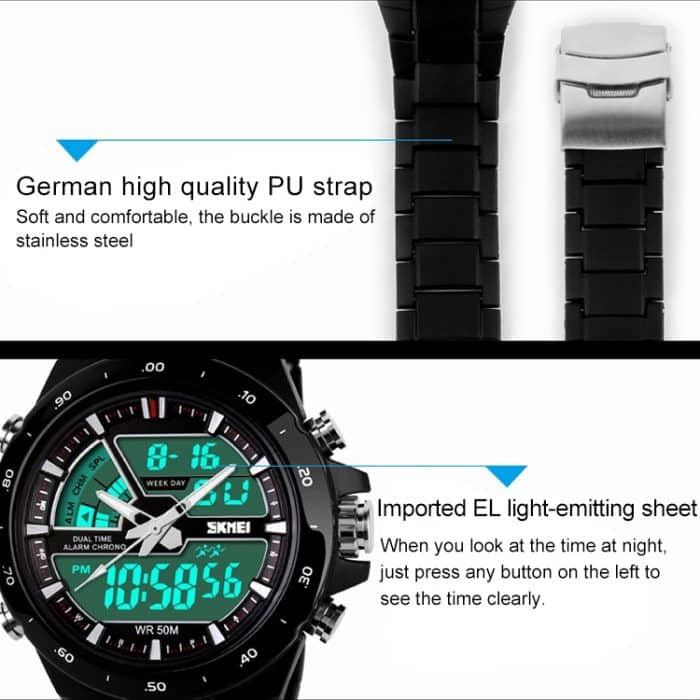 SKMEI 1016 Multifunktionale Herren-Outdoor-Sport-Nachtleuchtende, wasserdichte Doppel-Digitaluhr – Bild 6