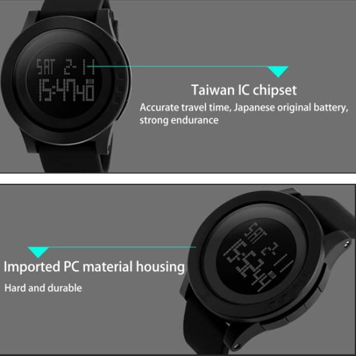 SKMEI 1142 Multifunktionale Herren-Outdoor-Sport-Nachtleuchtende, wasserdichte Silikagel-Digitaluhr – Bild 4