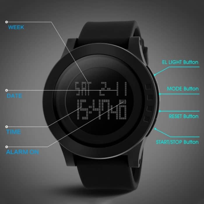 SKMEI 1142 Multifunktionale Herren-Outdoor-Sport-Nachtleuchtende, wasserdichte Silikagel-Digitaluhr – Bild 7