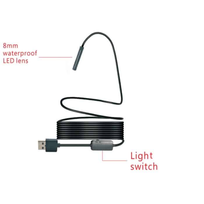 YPC110 8 mm 2,0 MP HD-Kamera WiFi-Endoskop Schlangenrohr-Inspektionskamera mit 8 LEDs, wasserdicht IP68, Linsendurchmesser: 8 mm, Länge: 3,5 m, harte Linie – Bild 5