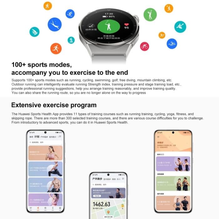 HUAWEI WATCH GT 3 Pro Titan-Smartwatch, 46-mm-Echtlederarmband, 1,43-Zoll-AMOLED-Bildschirm, Unterstützung für EKG / GPS / 14 Tage Akkulaufzeit, 46mm Rubber Wristband, 46mm Genuine Leather Wristband – Bild 4