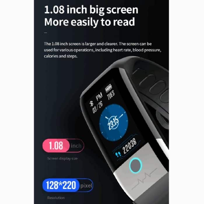 X1 1,08 Zoll Farbbildschirm IP67 wasserdichtes Smartwatch-Armband, unterstützt Nachrichtenerinnerung / Herzfrequenzmesser / Blutsauerstoffüberwachung / Blutdrucküberwachung / Schlafüberwachung – Bild 3