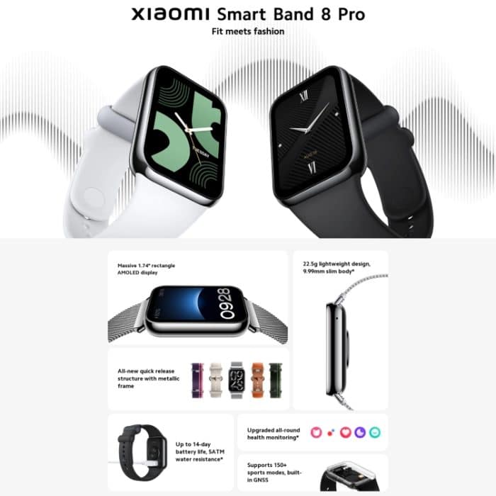 Original Xiaomi Mi Band 8 Pro Global 1,74 Zoll AMOLED Vollfarbbildschirm 5ATM wasserdichte Smartwatch, unterstützt GPS / NFC / Herzfrequenz – Bild 2
