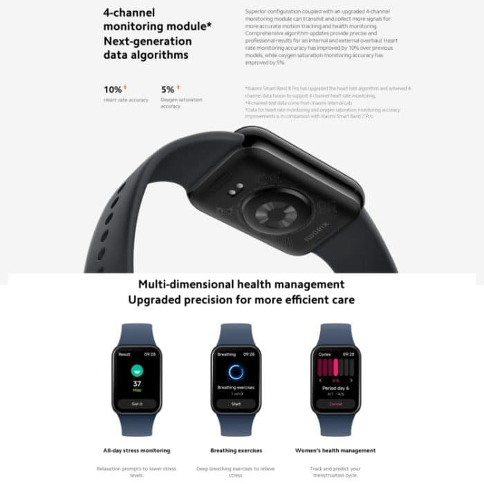 Original Xiaomi Mi Band 8 Pro Global 1,74 Zoll AMOLED Vollfarbbildschirm 5ATM wasserdichte Smartwatch, unterstützt GPS / NFC / Herzfrequenz – Bild 12