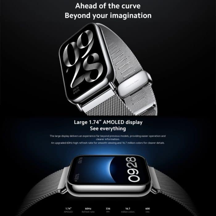 Original Xiaomi Mi Band 8 Pro Global 1,74 Zoll AMOLED Vollfarbbildschirm 5ATM wasserdichte Smartwatch, unterstützt GPS / NFC / Herzfrequenz – Bild 3