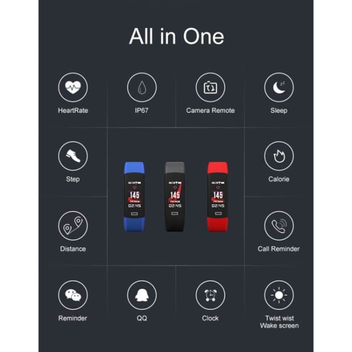 TLW B6 Fitness-Tracker, 0,96 Zoll TFT-Bildschirm, Armband, Smart-Armband, IP67 wasserdicht, unterstützt Sportmodus/kontinuierliche Herzfrequenzüberwachung/Schlafüberwachung/Informationserinnerung, B6 Black, B6 Blue, B6 Red – Bild 4