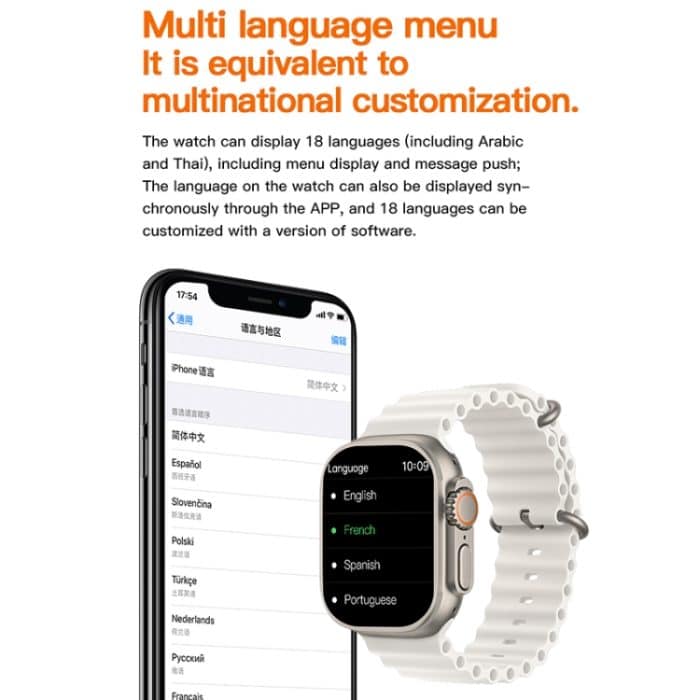T800 Ultra 1,99 Zoll Silikonband Smartwatch unterstützt Herzfrequenz/EKG, Silicone Band – Bild 4