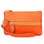 2001 Horizontale quadratische Brieftaschen-Clutch mit Litchi-Textur für Damen, mit abnehmbarer Handschlaufe und 6 Schlüsselringen, Orange, Pink, Green, Yellow
