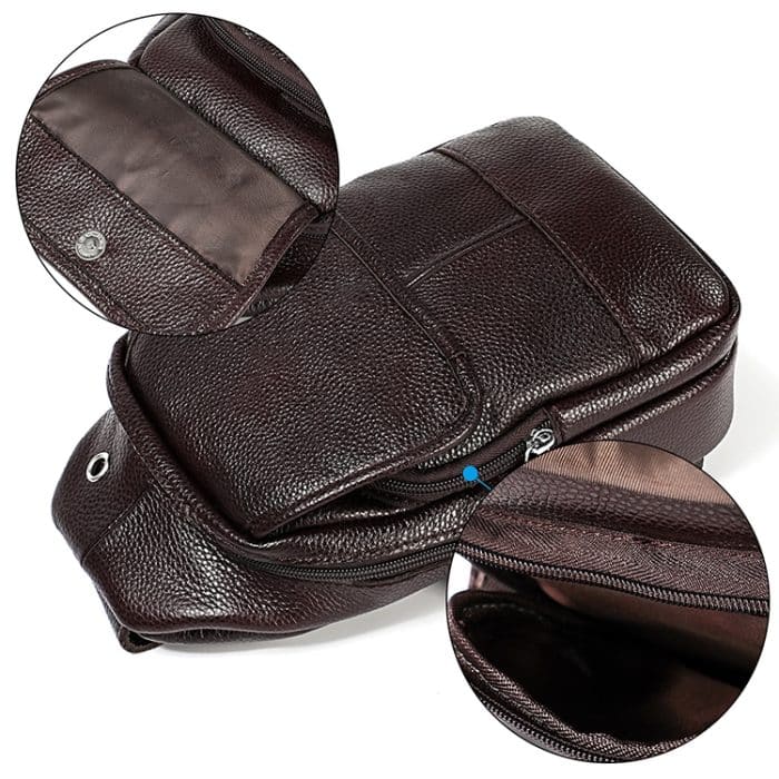 6023 Casual Litchi Texture Soft Face Vollnarben-Rindsleder One-Shoulder-Umhängetasche für Herren, Black, Coffee, Red, Brown – Bild 5