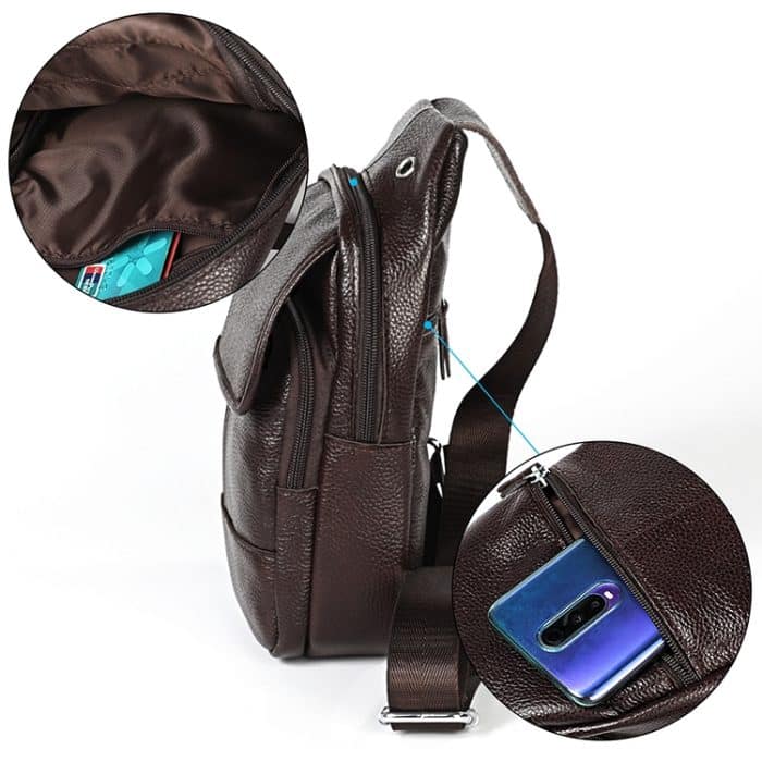 6023 Casual Litchi Texture Soft Face Vollnarben-Rindsleder One-Shoulder-Umhängetasche für Herren, Black, Coffee, Red, Brown – Bild 6