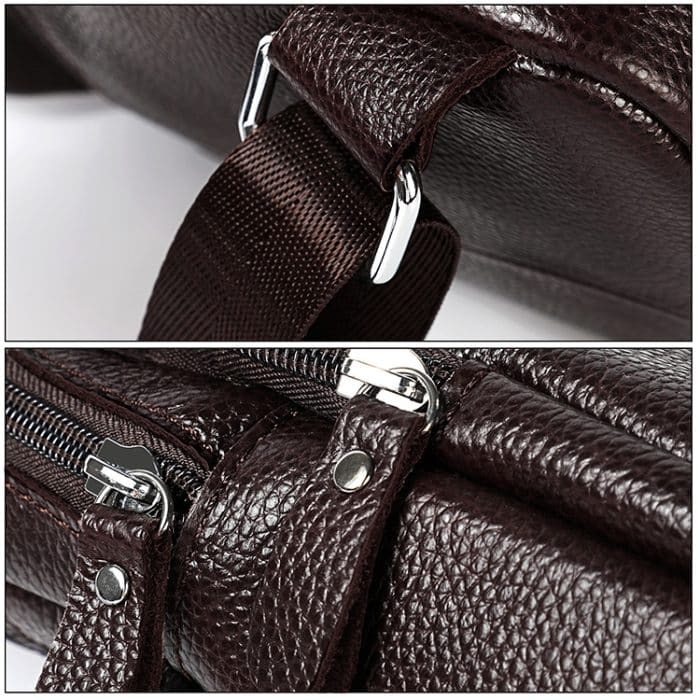 6023 Casual Litchi Texture Soft Face Vollnarben-Rindsleder One-Shoulder-Umhängetasche für Herren, Black, Coffee, Red, Brown – Bild 7