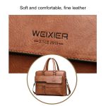 WEIXIER 8619 Retro-Stil PU-Leder-Handtasche, Umhängetasche, Umhängetasche für Herren, Größe: 38 x 30 x 11 cm, 38 x 30 x 11cm – Bild 3