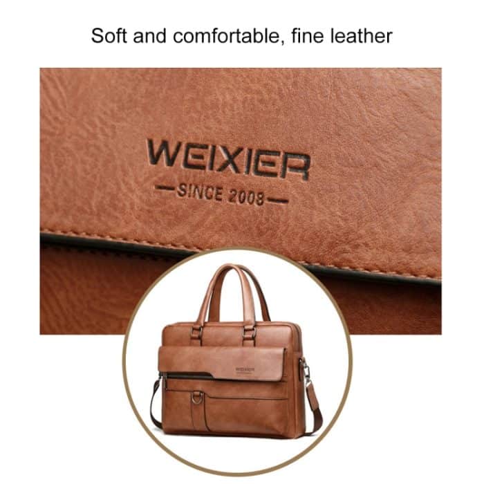WEIXIER 8619 Retro-Stil PU-Leder-Handtasche, Umhängetasche, Umhängetasche für Herren, Größe: 38 x 30 x 11 cm, 38 x 30 x 11cm – Bild 3