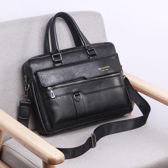 WEIXIER 8619 Retro-Stil PU-Leder-Handtasche, Umhängetasche, Umhängetasche für Herren, Größe: 38 x 30 x 11 cm, 38 x 30 x 11cm – Bild 7