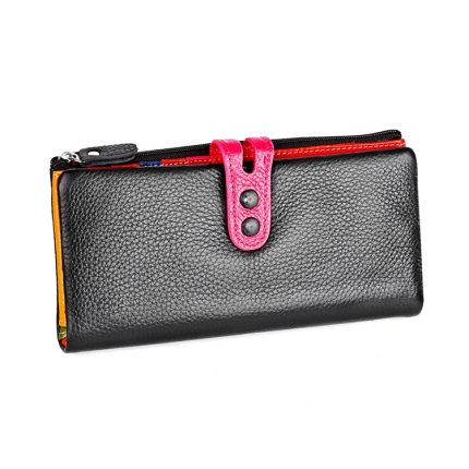 3572 Damenbrieftasche mit Reißverschluss aus Litchi-Textur-Leder, große Geldbörse