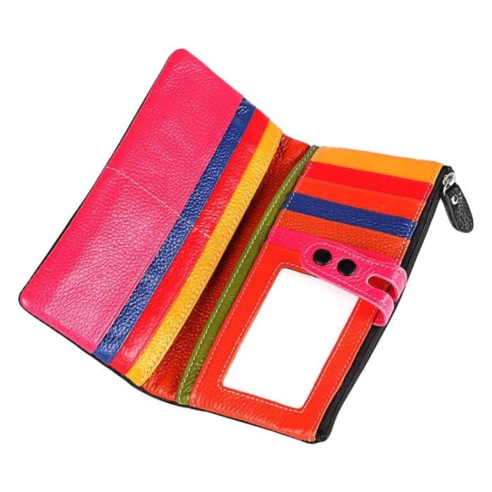 3572 Damenbrieftasche mit Reißverschluss aus Litchi-Textur-Leder, große Geldbörse – Bild 4