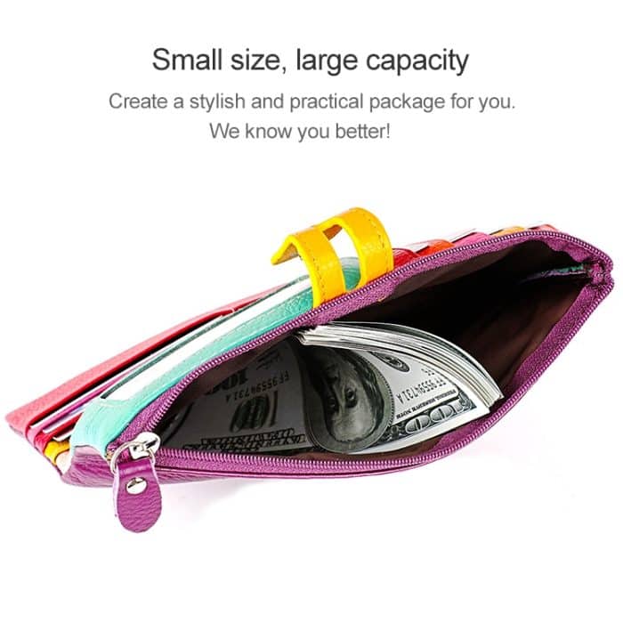 3572 Damenbrieftasche mit Reißverschluss aus Litchi-Textur-Leder, große Geldbörse – Bild 7