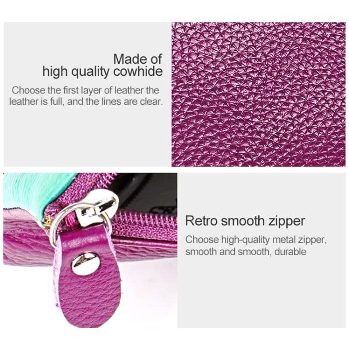 3572 Damenbrieftasche mit Reißverschluss aus Litchi-Textur-Leder, große Geldbörse – Bild 9