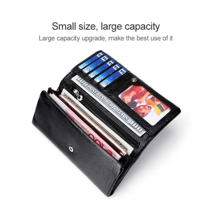 3591C Multifunktions-Geldbörse aus Leder mit Litschi-Textur und großem Fassungsvermögen – Bild 4