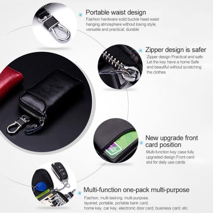 9105 Taillenhängende Multifunktions-Geldbörse aus Leder mit großem Fassungsvermögen und Reißverschluss für Schlüsselhalter – Bild 8