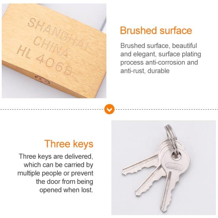 Kupfer Vorhängeschloss Kleines Schloss, Stil: Langer Schlossbalken, 50 mm offen – Bild 3